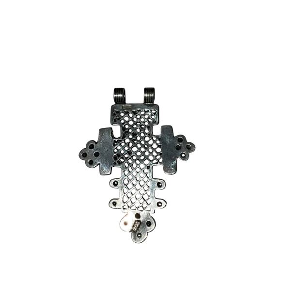 Desert Designs Ethiopian Cross Pendant Vintage Handmade Christian Medal - Picture 2 of 5